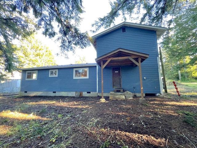 view of front of house featuring crawl space