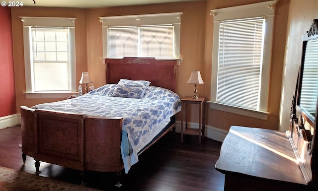 bedroom featuring dark hardwood / wood-style flooring