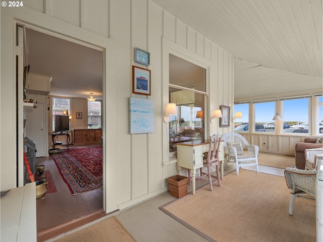 interior space featuring lofted ceiling