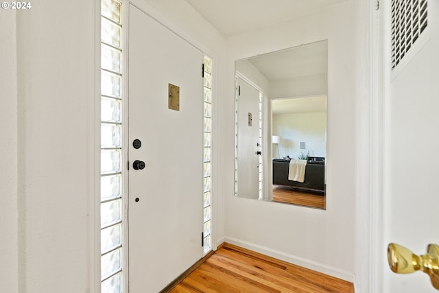 entryway featuring light wood-type flooring and a healthy amount of sunlight