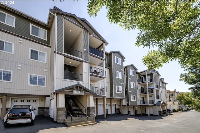 view of building exterior featuring a garage