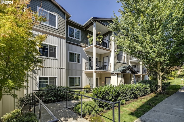 exterior space featuring board and batten siding