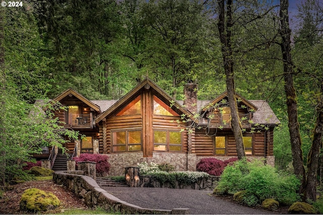 view of log-style house