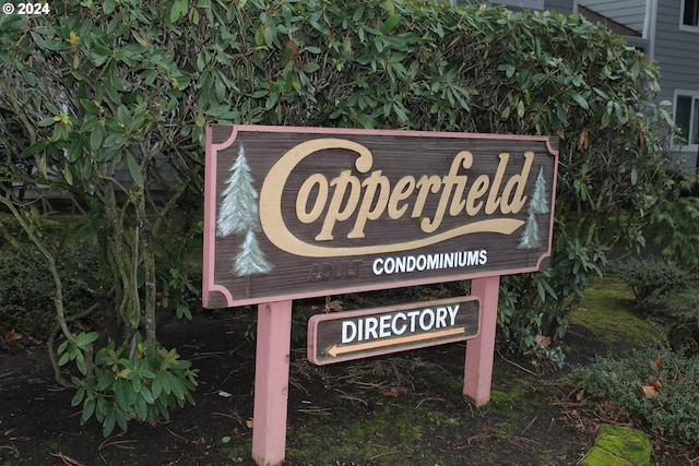 view of community sign