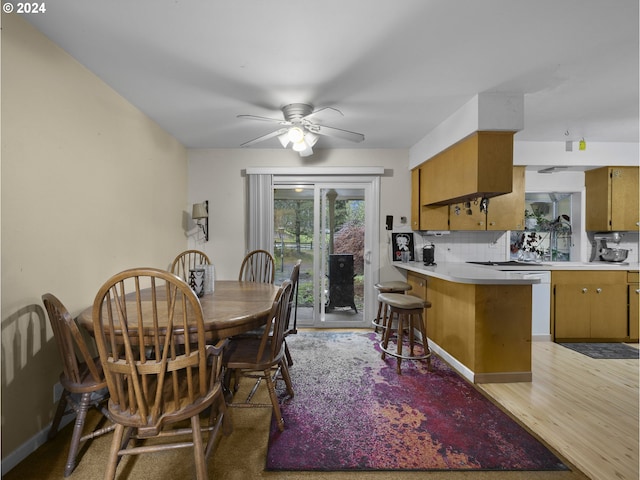 15600 SE Orient Dr, Boring, OR 97009 - dining area featuring a ceiling fan and light wood-style floors