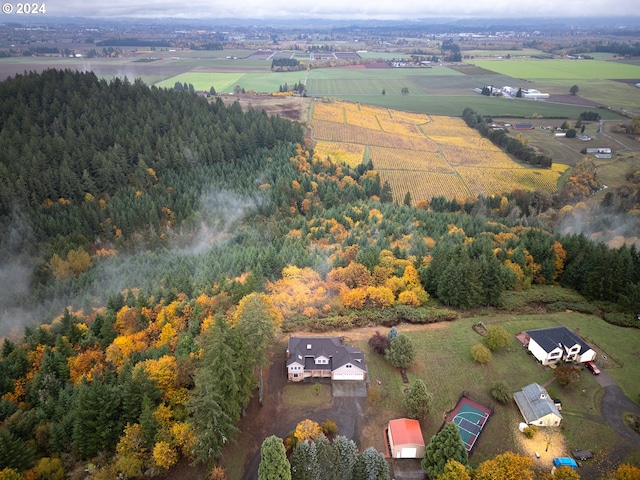 aerial view featuring a rural view