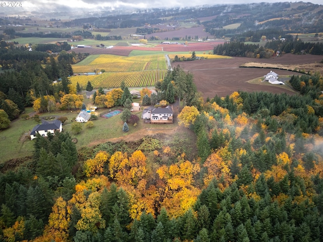 drone / aerial view with a rural view