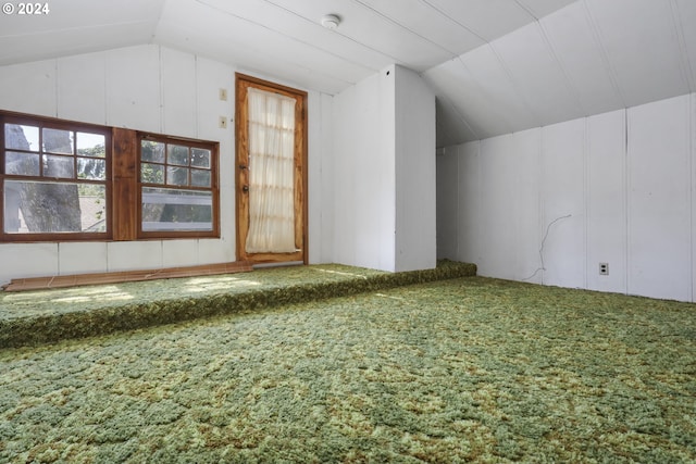 additional living space featuring carpet and lofted ceiling