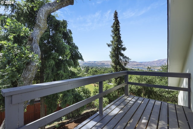 deck featuring a mountain view