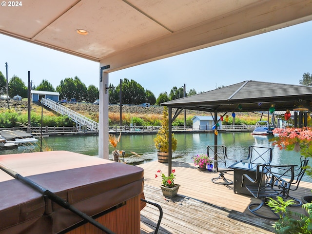 view of dock featuring a water view