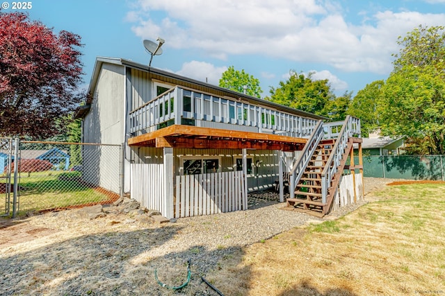 1504 SW 24th St, Troutdale, OR 97060 - rear view of house with a deck and stairway