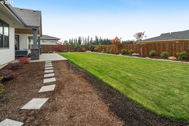 view of yard with a patio area