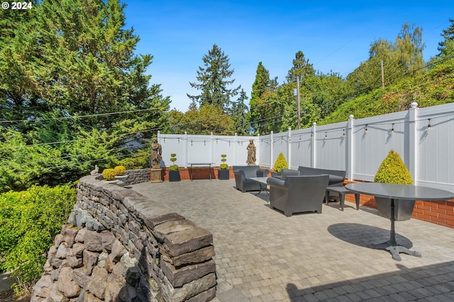 view of patio / terrace featuring an outdoor living space