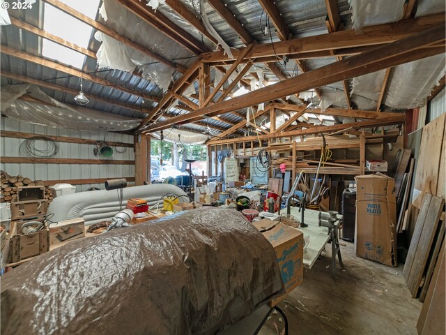 interior space featuring lofted ceiling