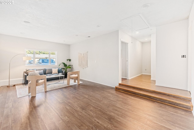 living room with hardwood / wood-style flooring