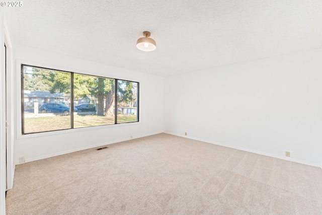 carpeted spare room with a textured ceiling