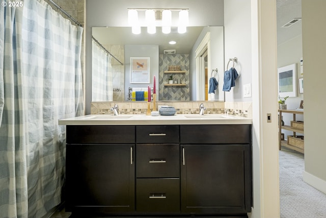 3050 SE 50th Ave Unit 6, Portland, OR 97206 - full bath featuring decorative backsplash and double vanity