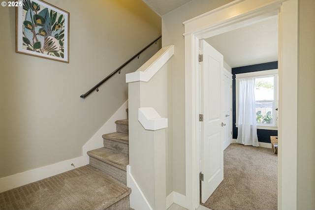 3050 SE 50th Ave Unit 6, Portland, OR 97206 - stairs featuring carpet and baseboards