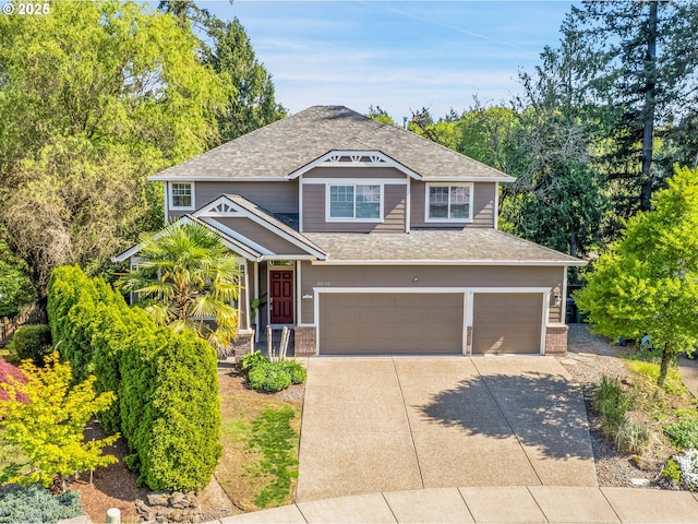 20160 SW 58th Ter, Tualatin, OR 97062 - craftsman-style home featuring brick siding, driveway, a shingled roof, and a garage