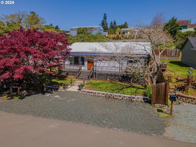 view of front of home with a front yard