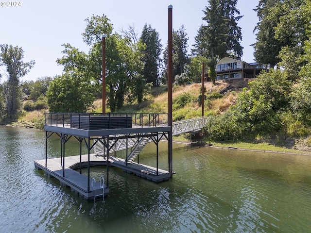 dock area featuring a water view