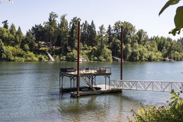 view of dock featuring a water view