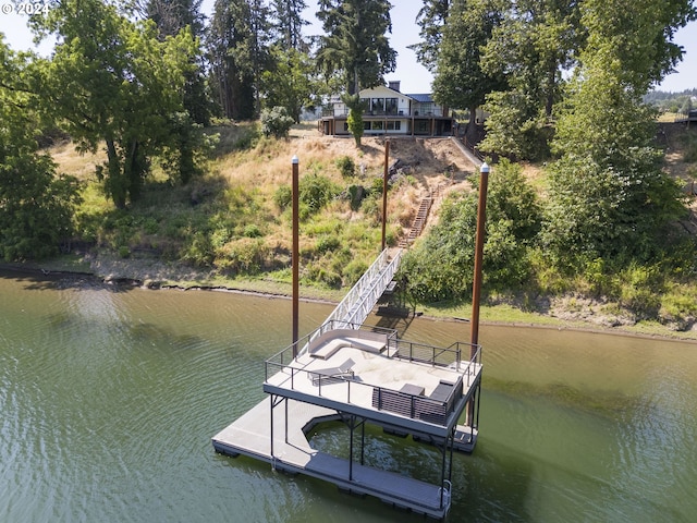 view of dock featuring a water view