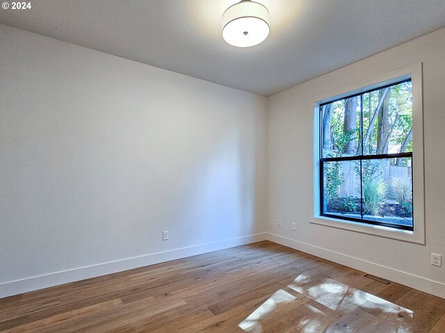 spare room featuring light hardwood / wood-style flooring