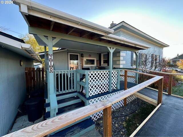 wooden deck with covered porch