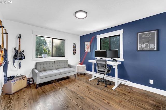 office space featuring hardwood / wood-style floors and a wealth of natural light