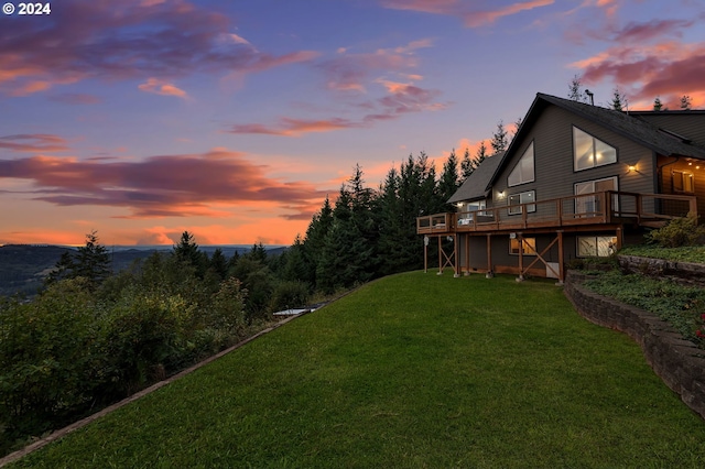 40700 NE Skye View Dr, Washougal, WA 98671 - view of green lawn with a wooden deck