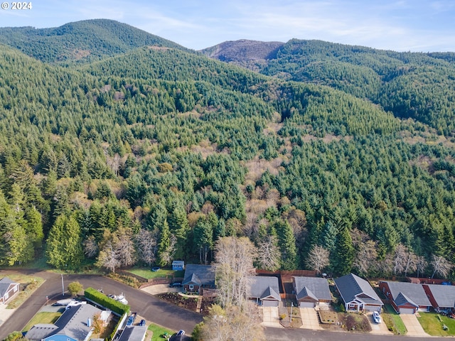 drone / aerial view featuring a mountain view