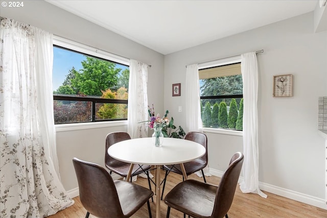 dining room featuring light hardwood / wood-style floors and a wealth of natural light