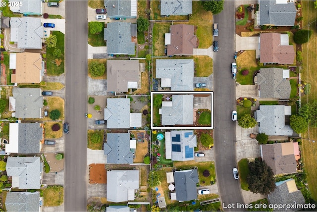 1499 Walton Way, Woodburn, OR 97071 - aerial view of residential area with property parcel outlined
