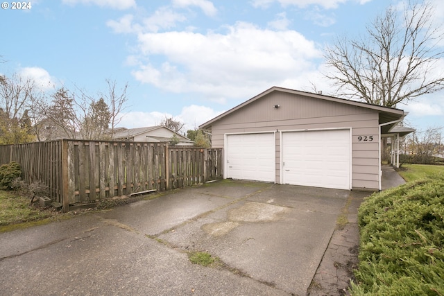 view of garage