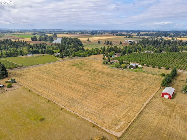 birds eye view of property featuring a rural view