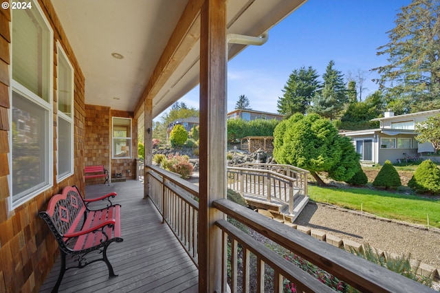 deck with covered porch