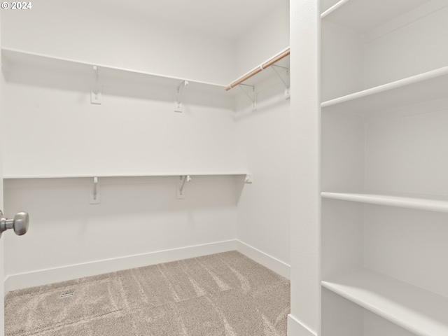 walk in closet with carpet