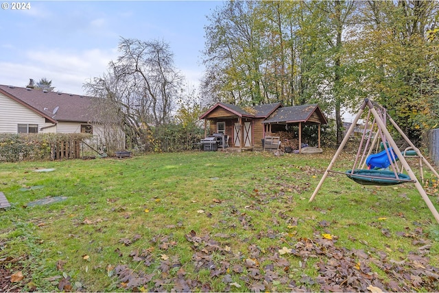 view of yard with a playground