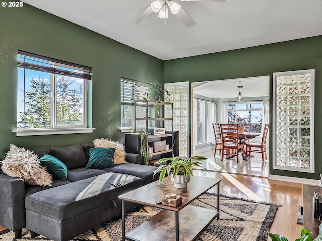 740 Florence Ave, Astoria, OR 97103 - living area with wood finished floors and ceiling fan