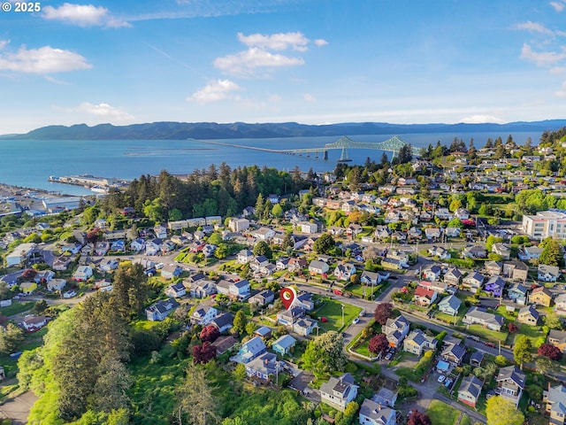 740 Florence Ave, Astoria, OR 97103 - aerial view of property and surrounding area with a water and mountain view and a notable bridge