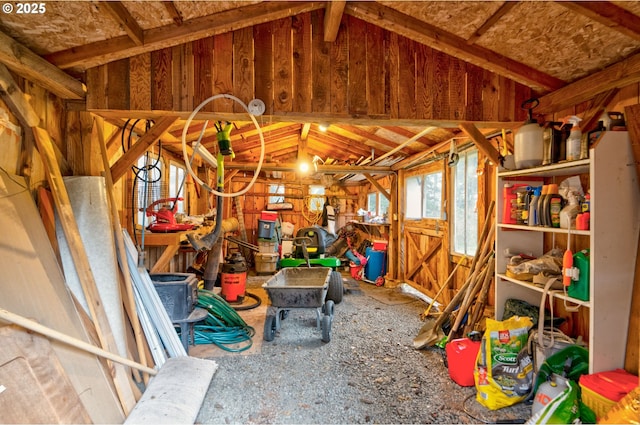 misc room featuring lofted ceiling