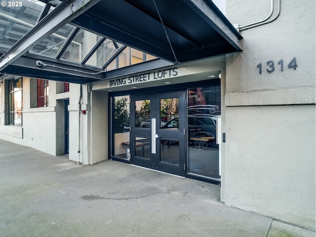 property entrance with french doors