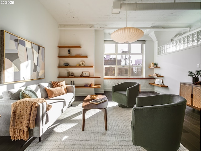 living room with wood finished floors