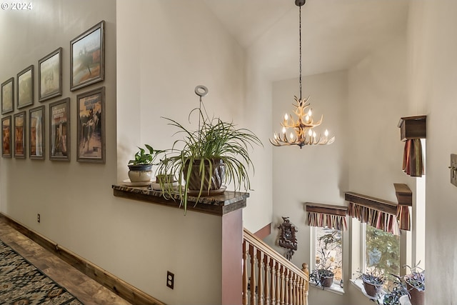 interior space featuring an inviting chandelier