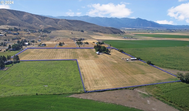 bird's eye view with a mountain view and a rural view