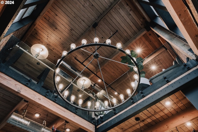 room details with beamed ceiling and wood ceiling