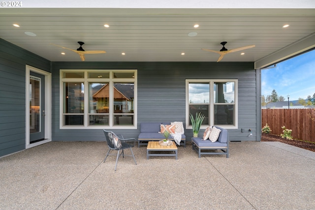 view of patio / terrace featuring ceiling fan