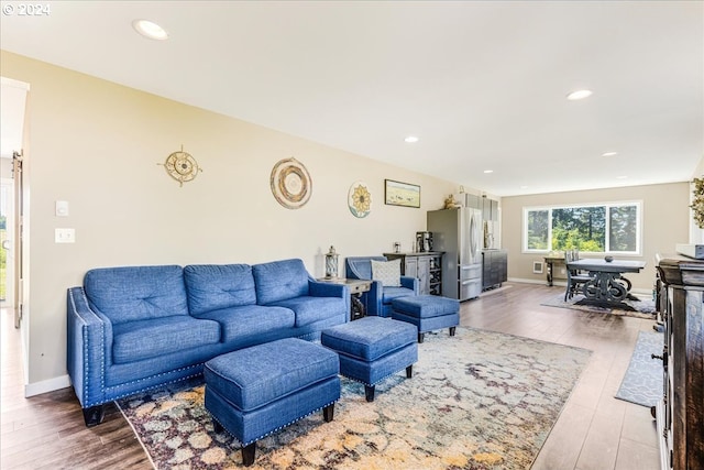 living room with hardwood / wood-style flooring