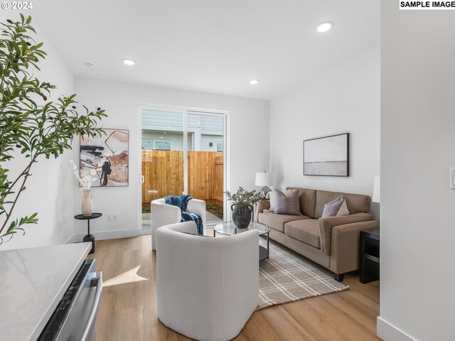 living room with light wood-type flooring